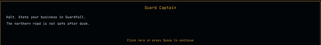NPC conversations now appear directly inside Guardfall’s gameplay interface.