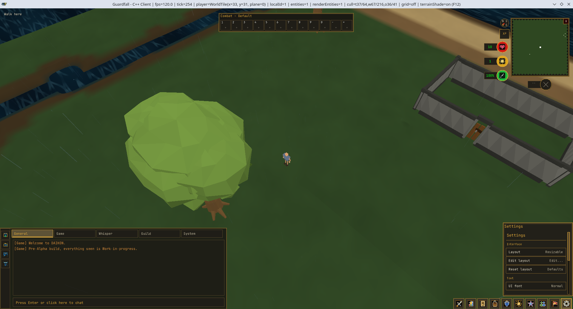 Resizable mode expands the world view while allowing selected interfaces to be placed around the gameplay area.